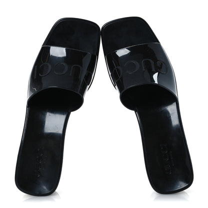 Gucci Rubber Gucci Logo Womens Platform 20/60mm Slide Sandals 40 Black 2 of 11