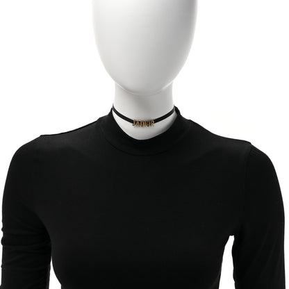 Christian Dior Grosgrain Ribbon J'Adior Logo Choker Necklace Black 2 of 5