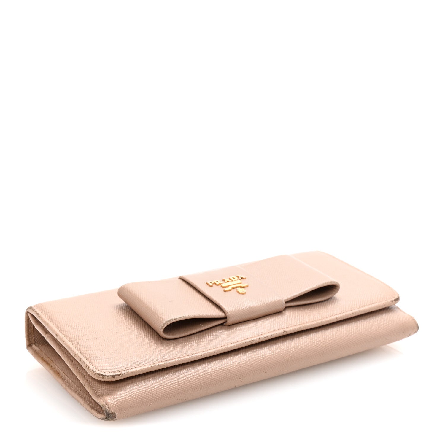 Prada Saffiano Fiocco Bow Continental Wallet Cammeo 1724657
