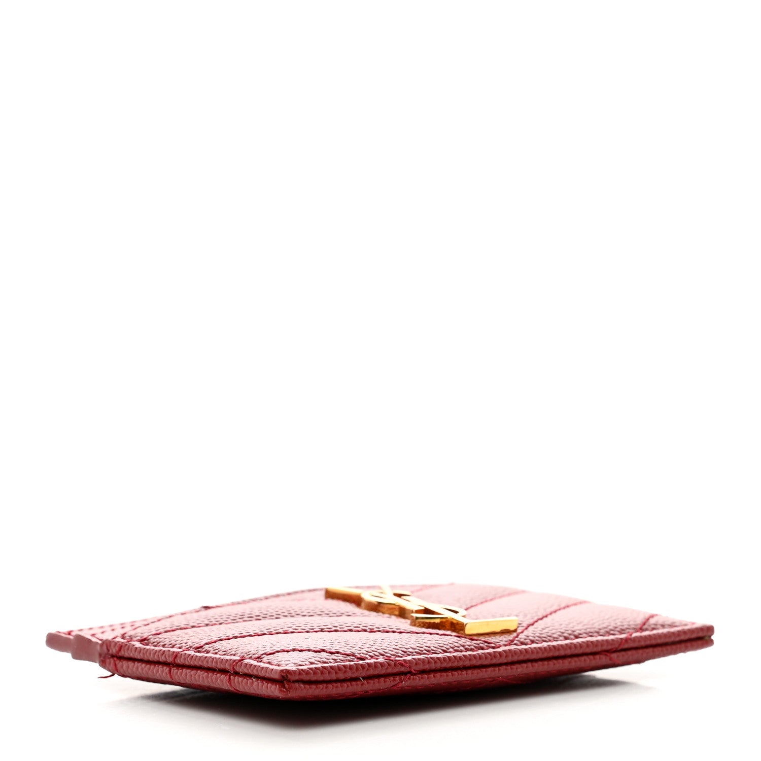 Saint Laurent Grain De Poudre Matelasse Chevron Monogram Credit Card Case Opyum Red 4 of 9