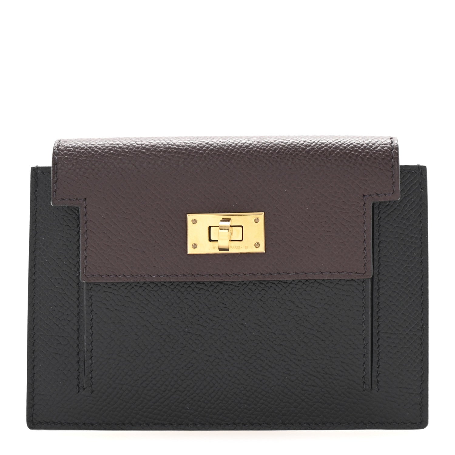 Hermes Epsom Tricolor Kelly Pocket Compact Wallet Black Rouge H Bleu Saphir 1 of 7