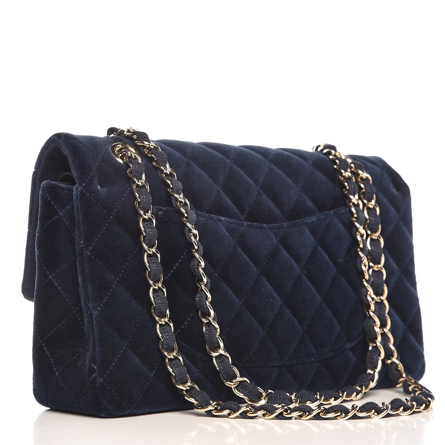 Chanel Velvet Quilted Medium Double Flap Blue 4 of 9