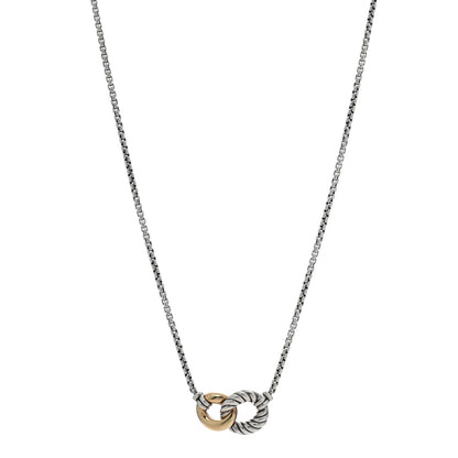 David Yurman Sterling Silver 18K Yellow Gold Belmont Pendant Necklace 1 of 4