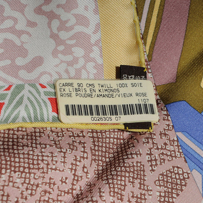 Hermes Silk Ex Libris En Monogram Kimonos 90 Scarf Rose Poudre 4 of 5