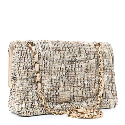 Chanel Tweed Quilted Medium Double Flap Beige Brown Multicolor 3 of 14