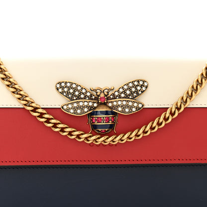 Gucci Calfskin Queen Margaret Chain Wallet Blue Agata Hibiscus Red Mystic White 7 of 10