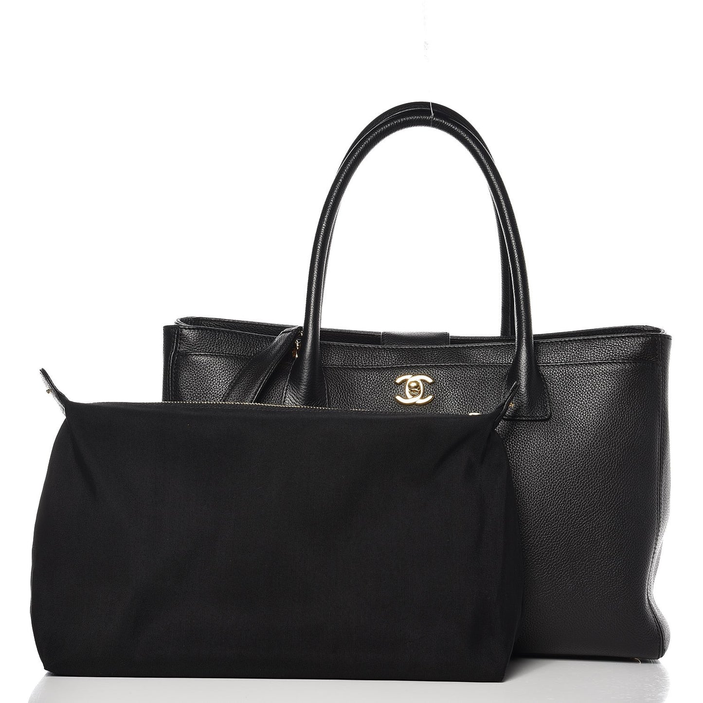 Calfskin Cerf Executive Shopper Tote Black
