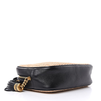 Saint Laurent Raffia Canvas Monogram Mini Lou Camera Bag Beige Black 4 of 11