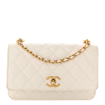 Chanel Lambskin Quilted CC Wallet On Chain WOC White 1 of 15