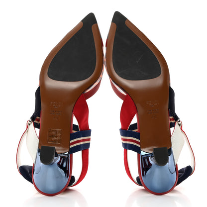 Fendi Technical Mesh FF Colibri 55mm Slingback Pumps 40 Tobacco Moro Zaffiro Ciliegia Rosso 5 of 7