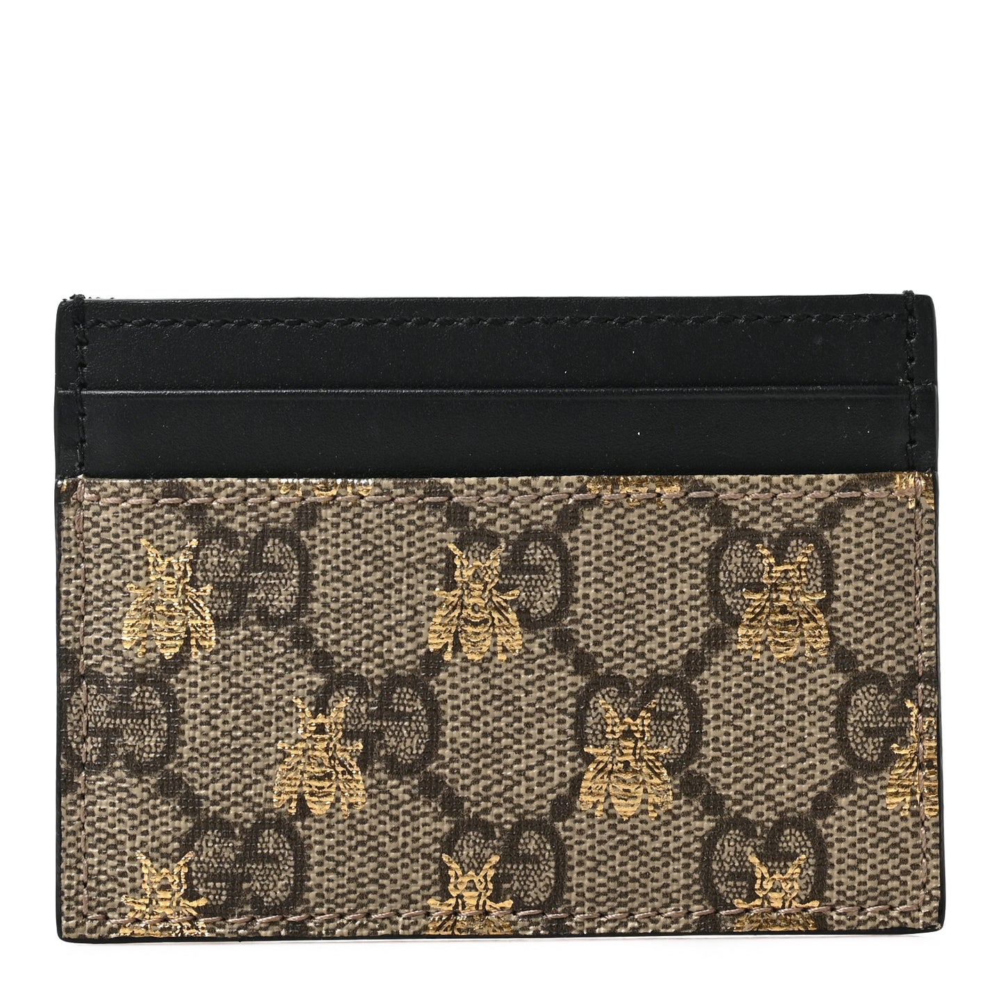 GG Supreme Monogram Bees Card Holder Black