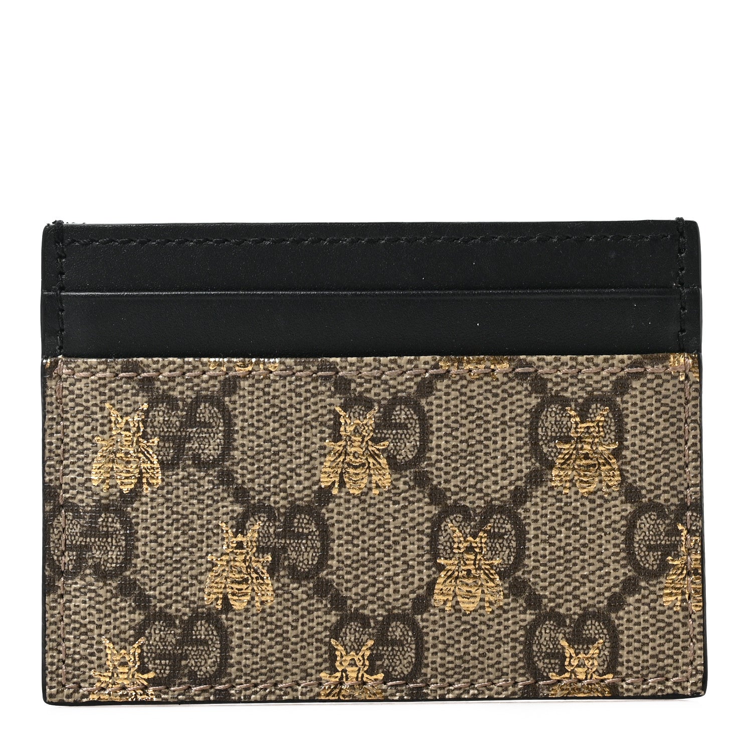 Gucci GG Supreme Monogram Bees Card Holder Black 1 of 6