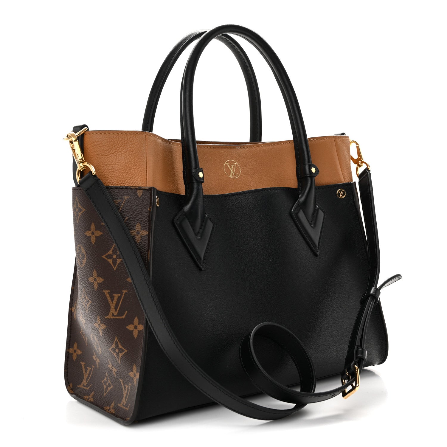 Louis Vuitton Calfskin Monogram On My Side MM Black 3 of 10