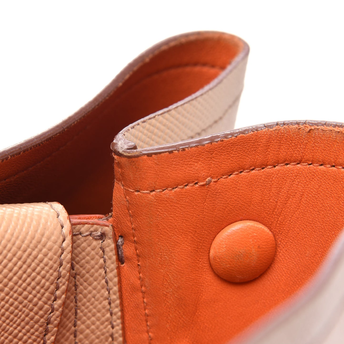 Saffiano Cuir Medium Double Bag Noisette Papaya