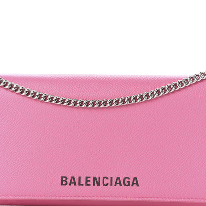 Balenciaga Signature Grained Calfskin Logo Ville Wallet on Chain Bubble Gum Black 9 of 10