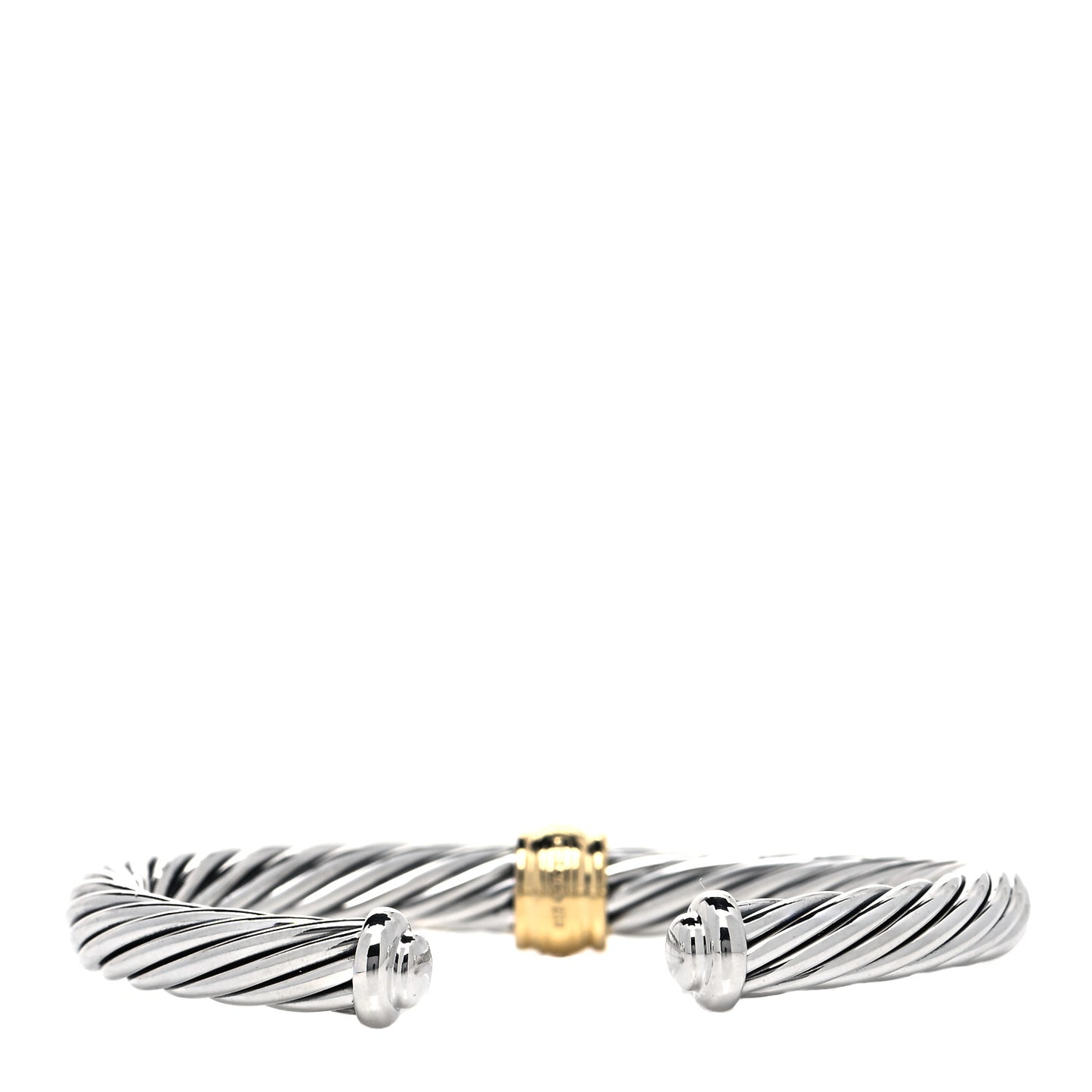 Sterling Silver 18K Yellow Gold Diamond 7mm Cable Classics Station Bracelet