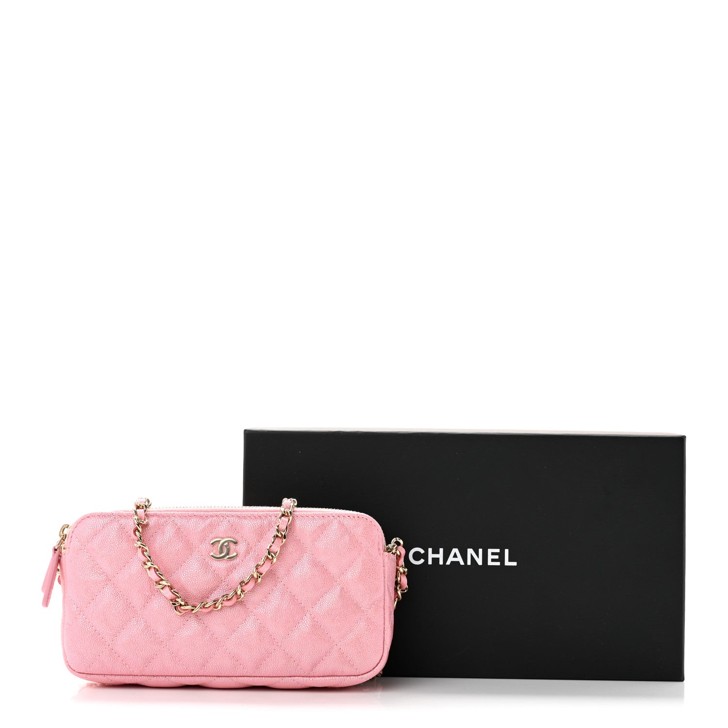 Chanel Iridescent Caviar Quilted Small Clutch With Chain Pink 16 of 16