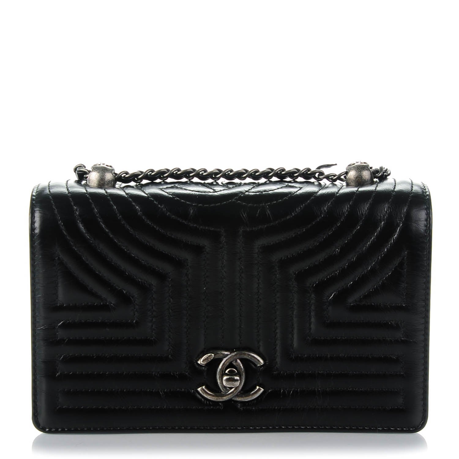 Chanel Glazed Calfskin Quilted Small Korean Garden Flap Black 1 of 8