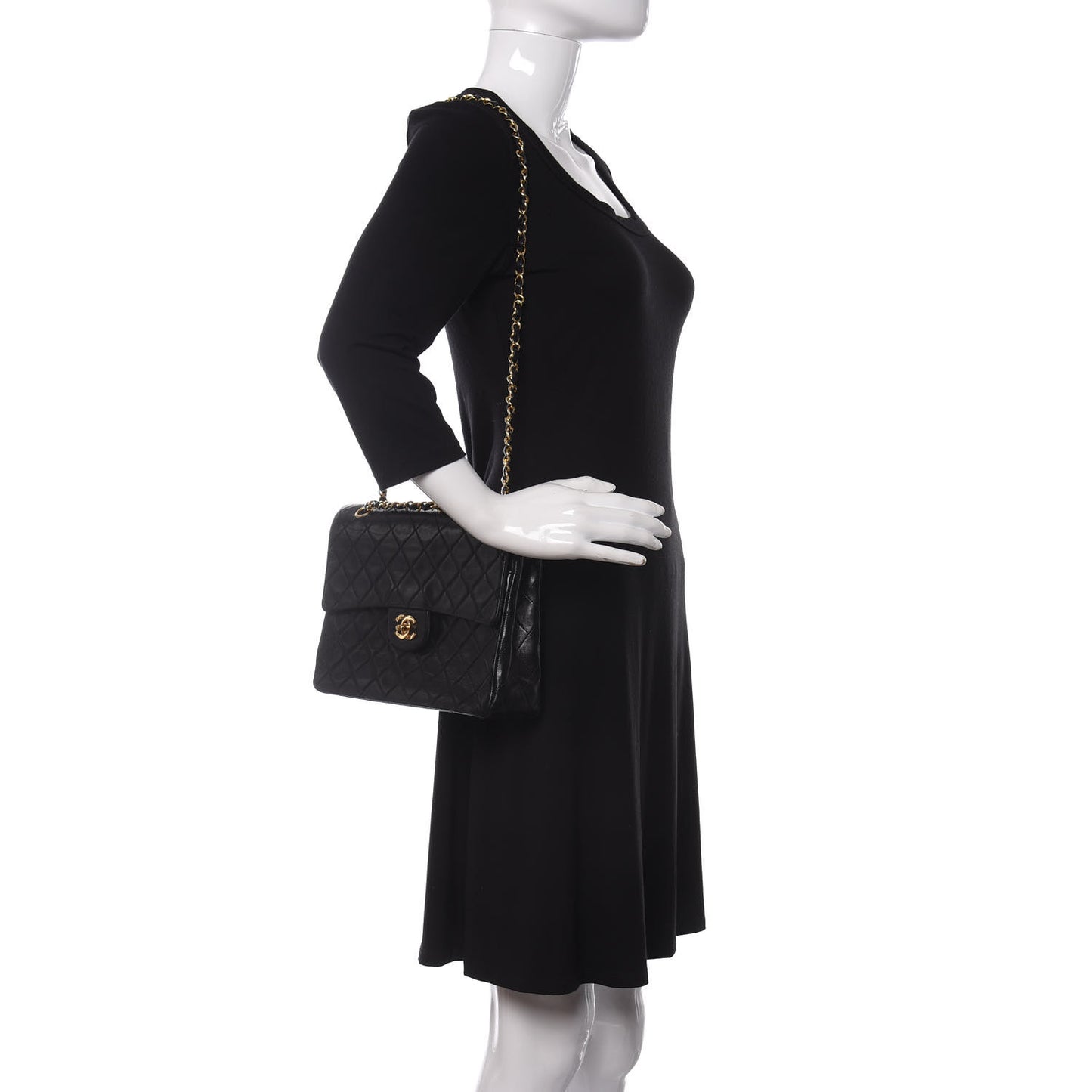 Lambskin Quilted Medium Double Flap Black