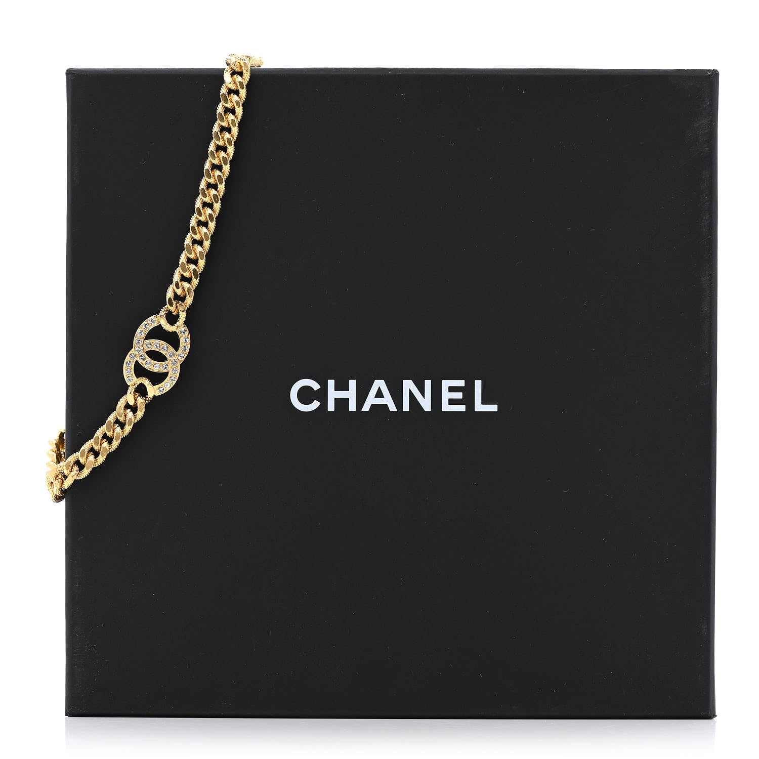 Chanel Crystal Chain Link CC Choker Necklace Gold 7 of 7