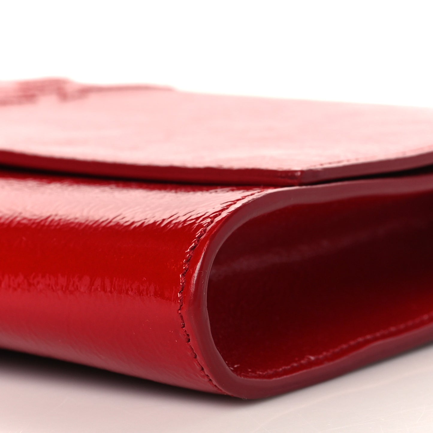 Textured Patent Calfskin Large Belle De Jour Clutch Red