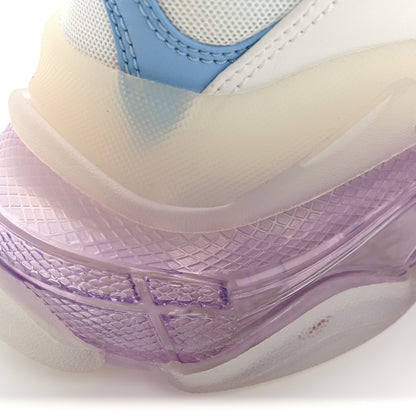 Balenciaga Fabric Mesh Clear Sole Womens Triple S Sneakers 36 Light Blue Grey Lilac White 10 of 12