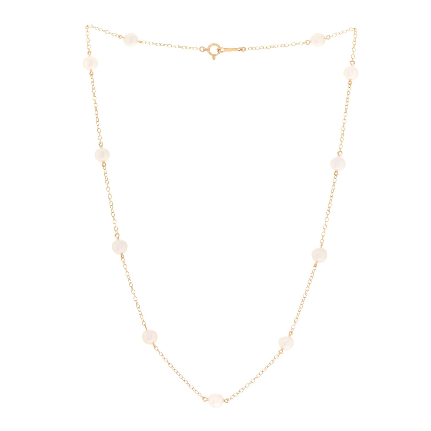18K Yellow Gold Akoya Pearl 5-5.5mm Station Necklace