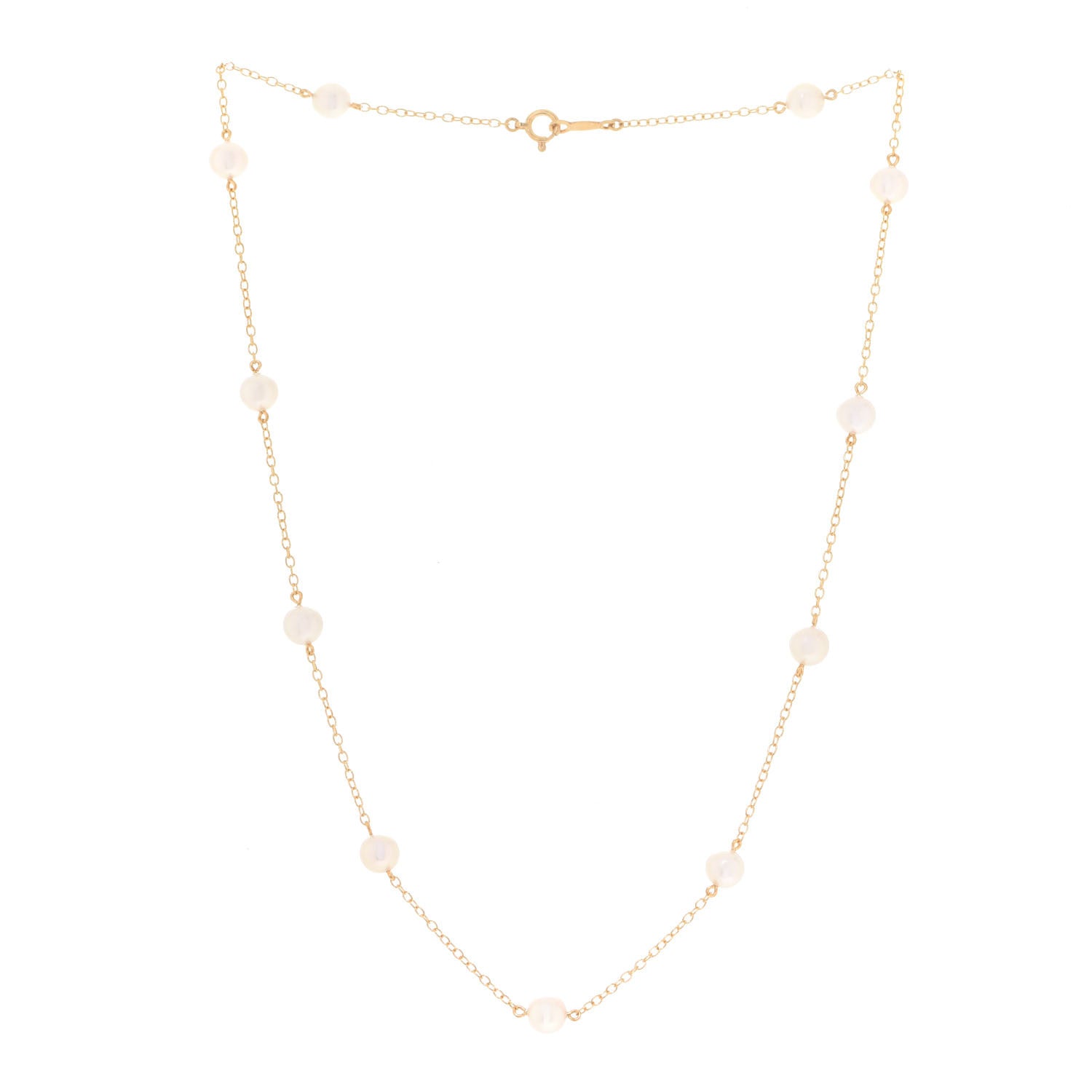 Mikimoto 18K Yellow Gold Akoya Pearl 5-5.5mm Station Necklace 3 of 5