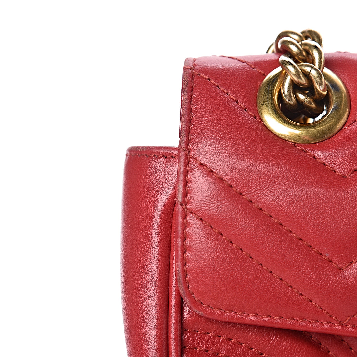 Gucci Calfskin Matelasse Mini GG Marmont Shoulder Bag Hibiscus Red 13 of 19