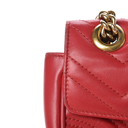 Gucci Calfskin Matelasse Mini GG Marmont Shoulder Bag Hibiscus Red 13 of 19