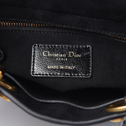 Christian Dior Crinkled Patent Cannage Small Lucky Badges My Lady Dior Black 9 of 10