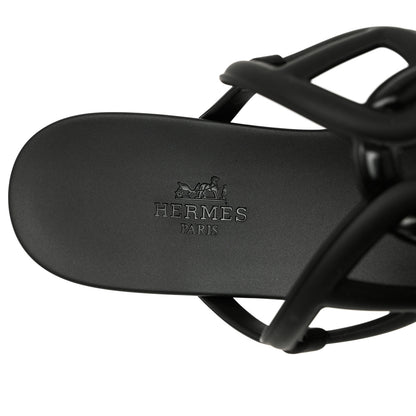 Hermes Rubber Womens Egerie Sandals 39 Black 7 of 9