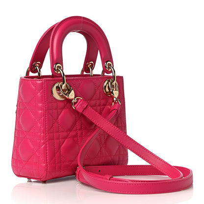Christian Dior Lambskin Cannage Mini Lady Dior Fuchsia 2 of 9
