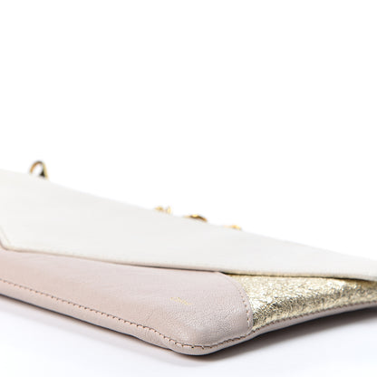 Chloe Metallic Calfskin Patchwork Chain Wallet White Pink 8 of 9