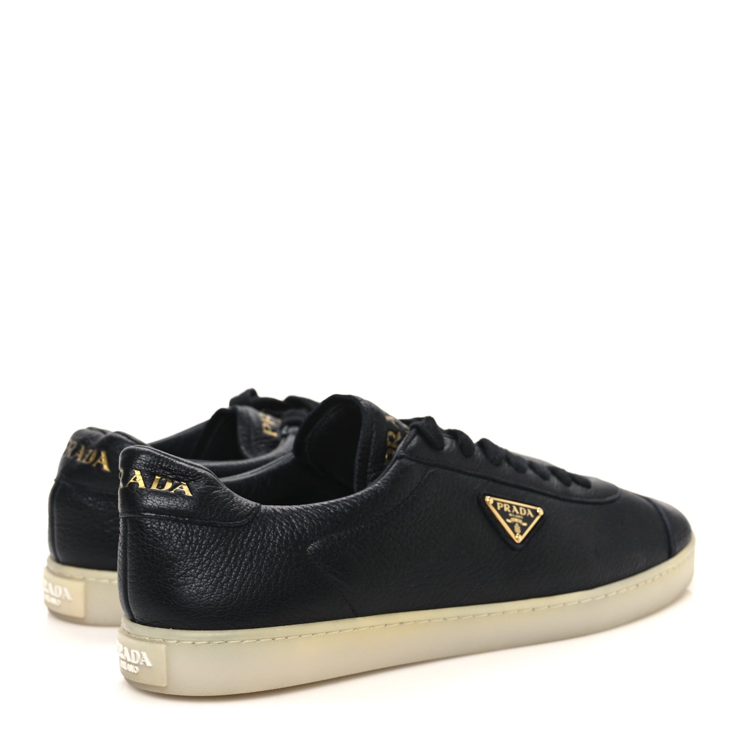 Prada Deerskin Triangle Logo Mens Low Top Lane Sneakers 9.5 Black 5 of 9