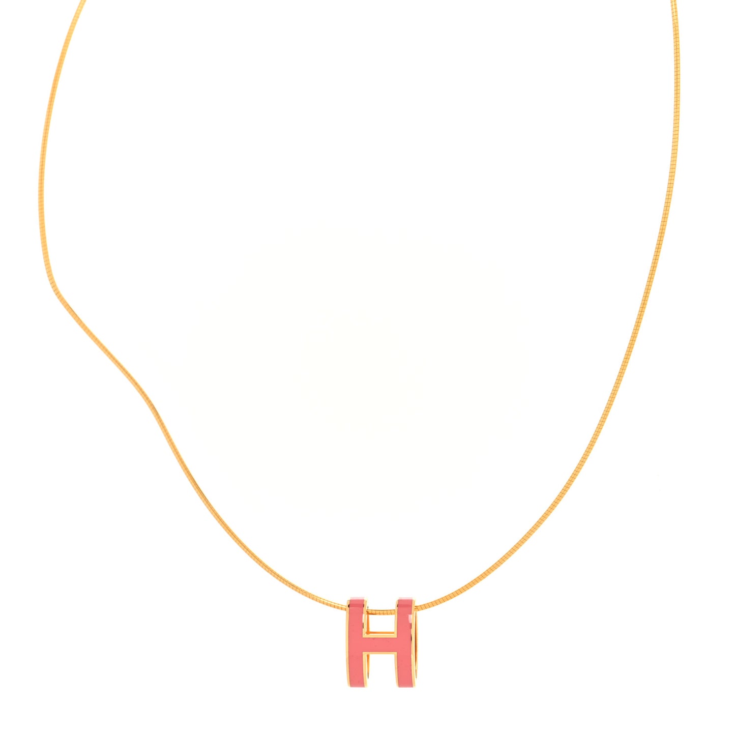 Lacquered Gold Pop H Pendant Necklace