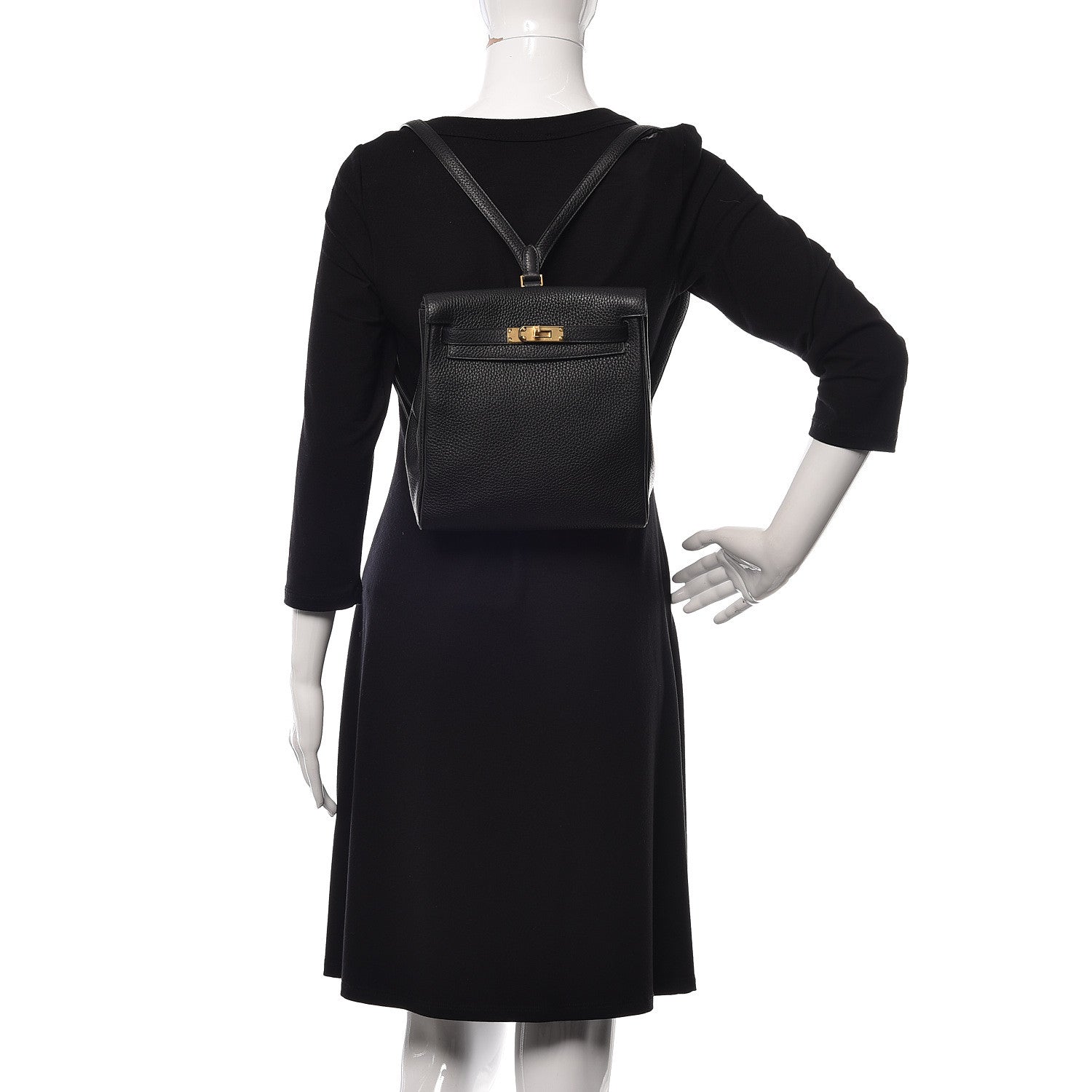 Hermes Taurillon Clemence Kelly Ado Backpack Black 2 of 13