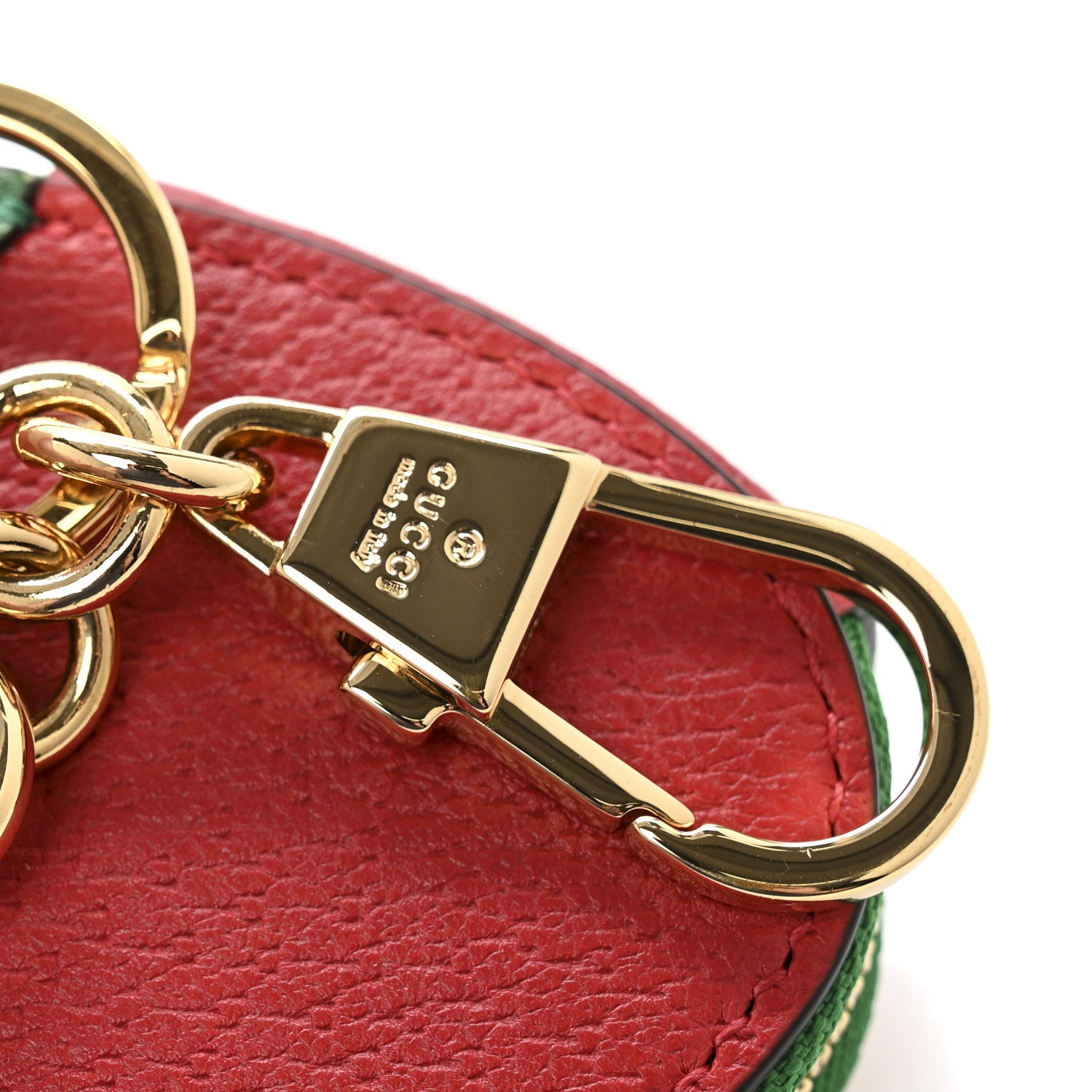 Gucci Textured Dollar Calfskin Retro Interlocking G Fruttini Strawberry Coin Case Bag Charm Key Holder 6 of 8