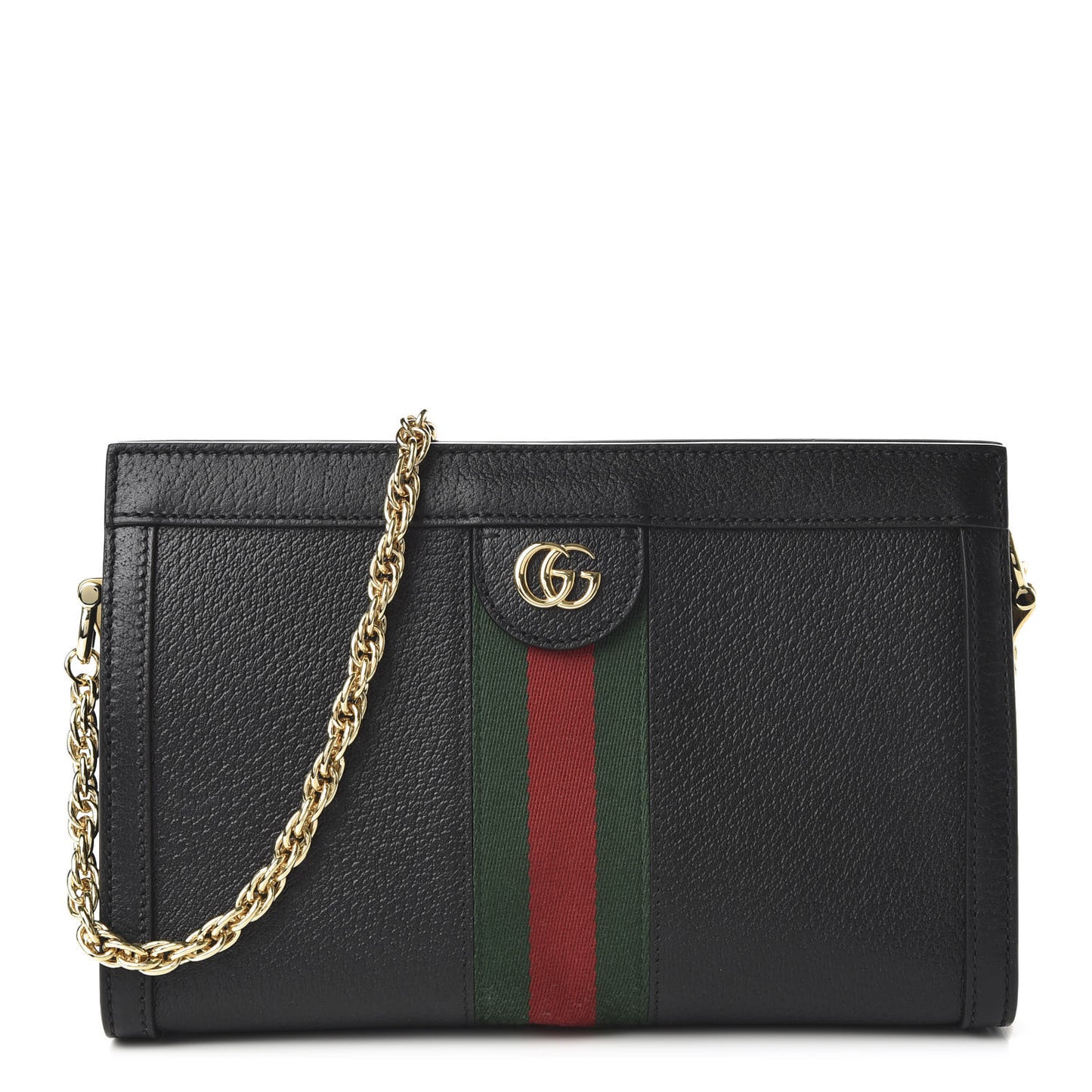 Calfskin GG Web Small Ophidia Chain Shoulder Bag Black