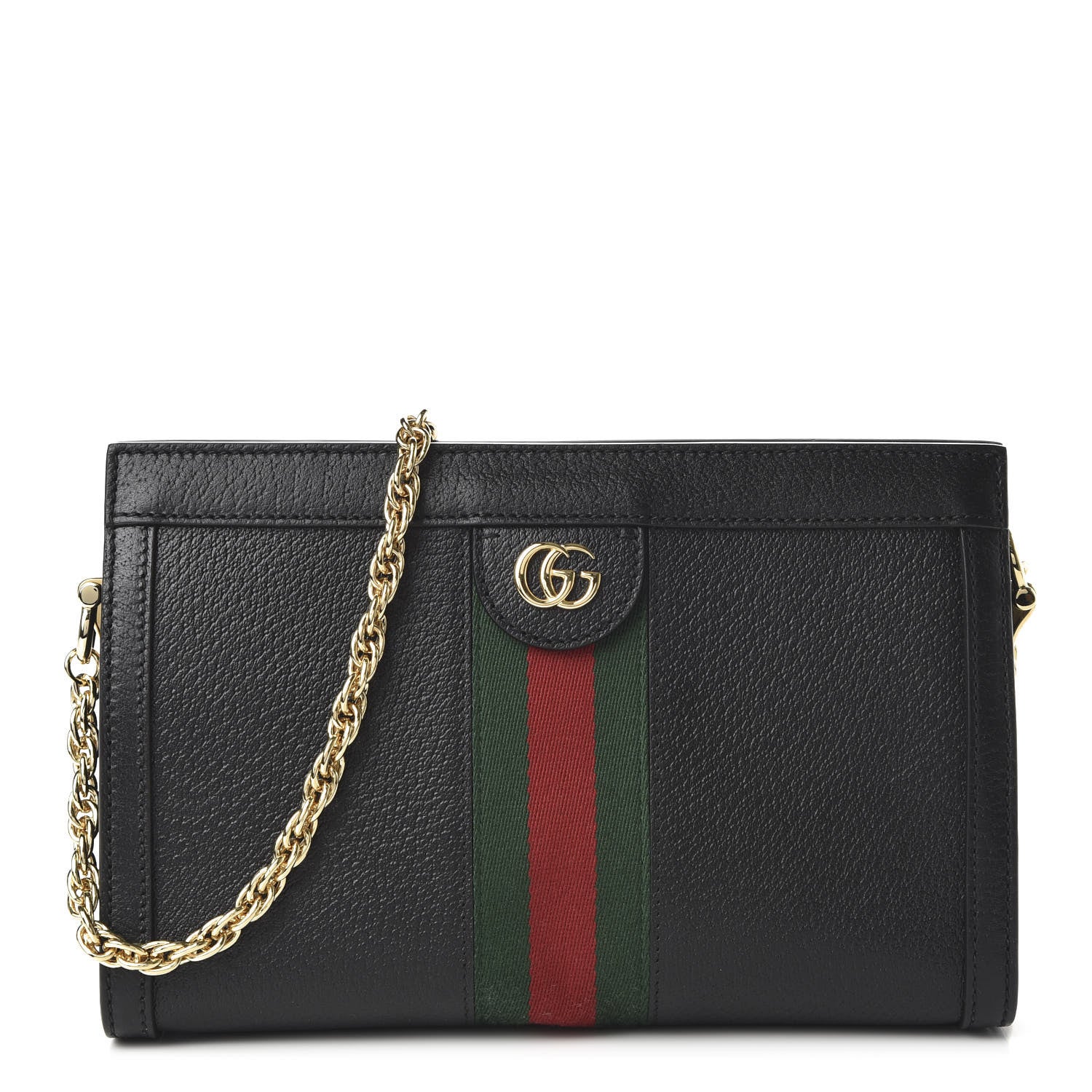 Gucci Calfskin GG Web Small Ophidia Chain Shoulder Bag Black 1 of 10