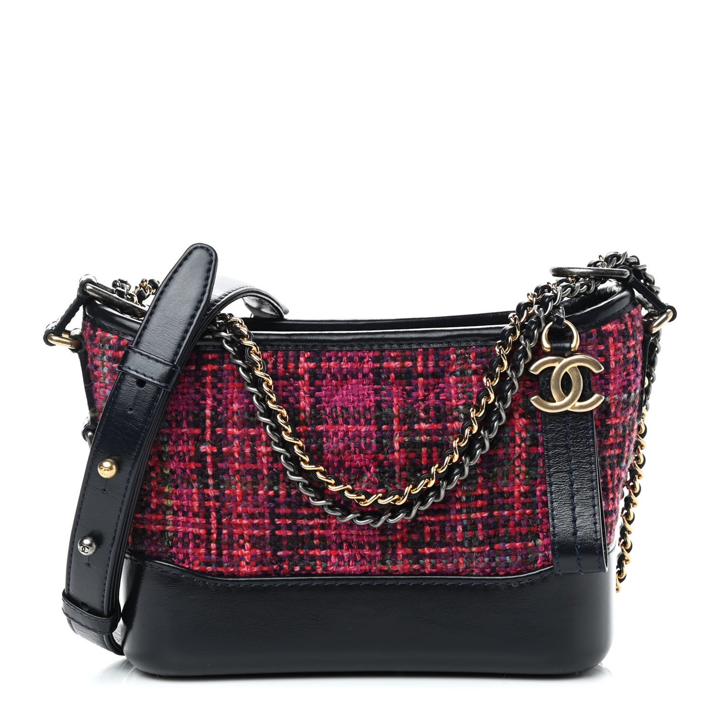 Tweed Calfskin Small Gabrielle Hobo Dark Navy