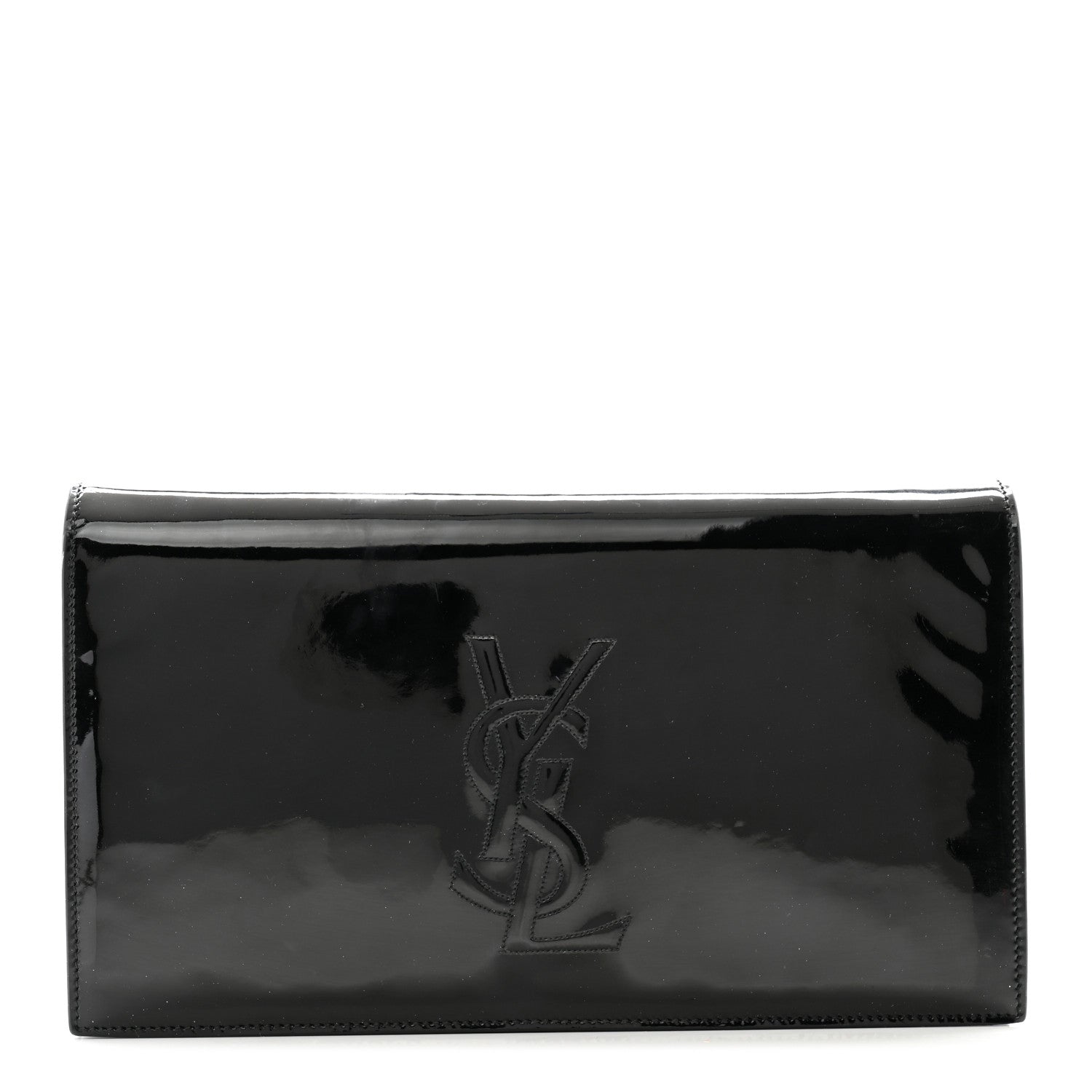 Saint Laurent Patent Monogram Large Belle De Jour Clutch Black 1 of 12