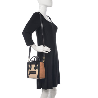 Celine Satin Calfskin Suede Nano Tri-Color Luggage Seashell 2 of 13