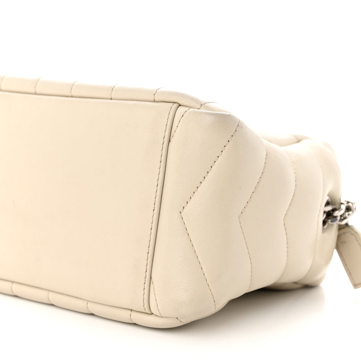 Calfskin Y Quilted Monogram Small Loulou Bowling Bag Ivory