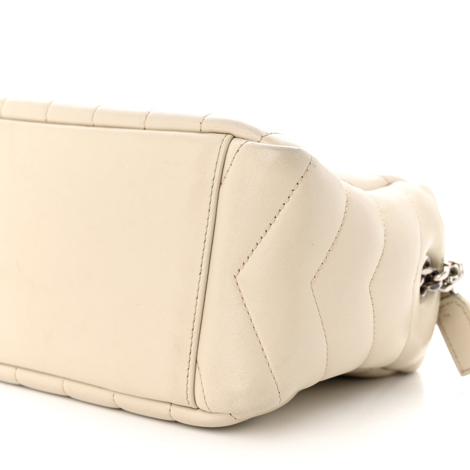 Saint Laurent Calfskin Y Quilted Monogram Small Loulou Bowling Bag Ivory 10 of 13