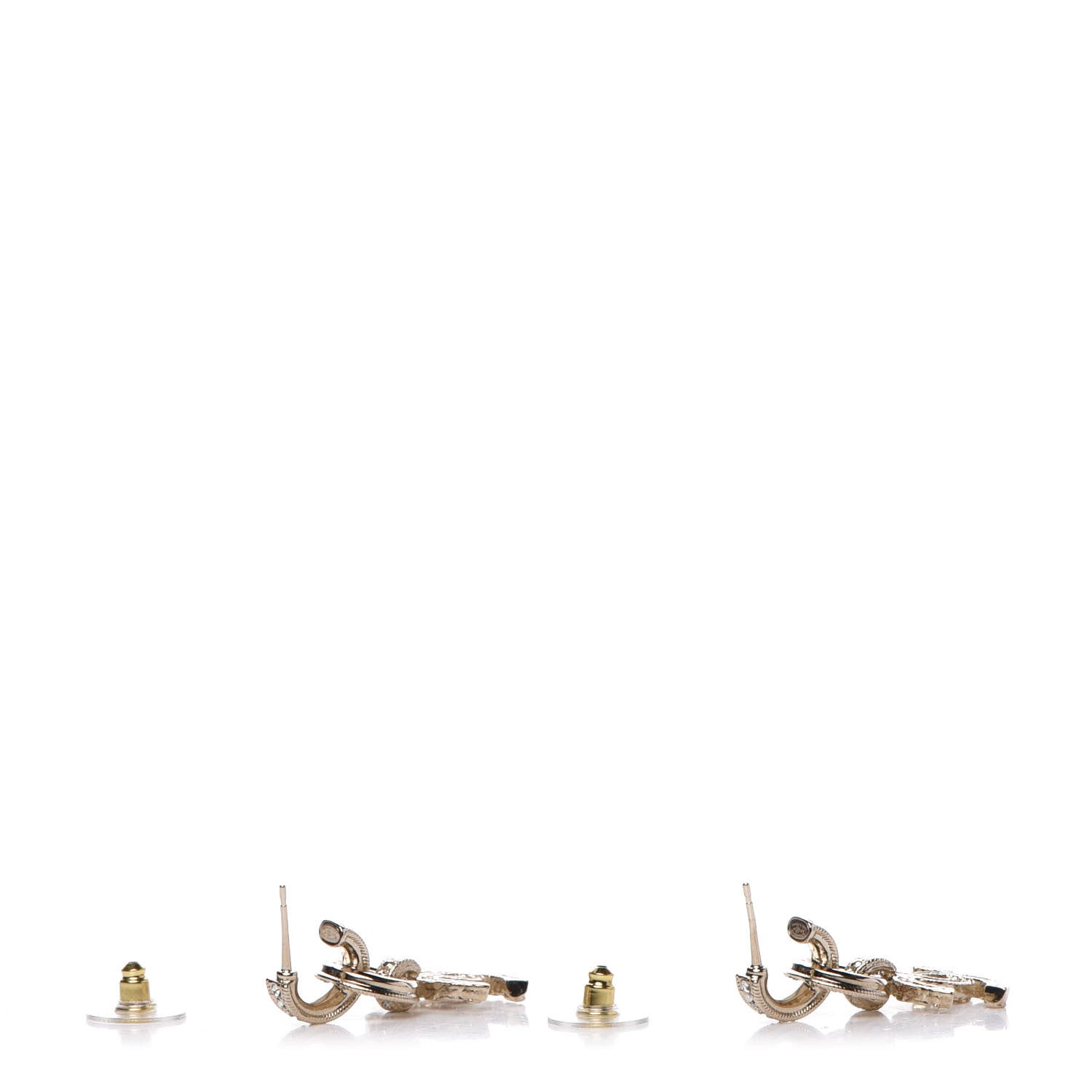 Chanel Crystal CC Drop Earrings Gold 3 of 5