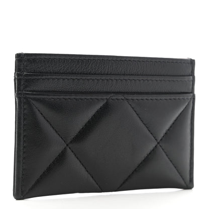 Chanel Shiny Goatskin Quilted Chanel 19 Card Holder Black 3 of 8