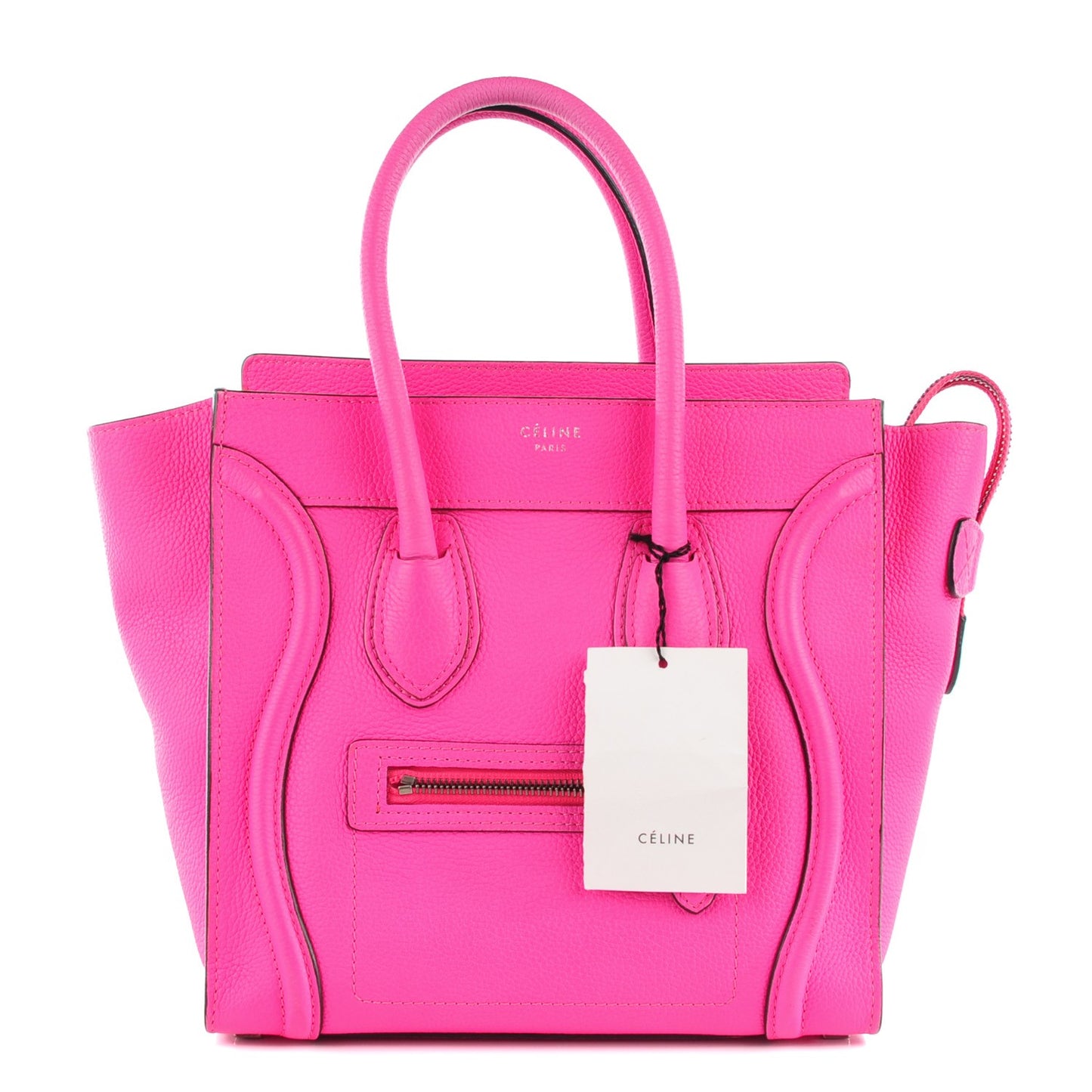 Drummed Calfskin Micro Luggage Fluo Pink