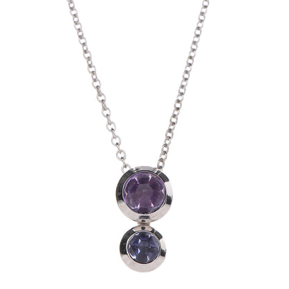 Tiffany 18K White Gold Amethyst Iolite Drop Pendant Necklace 4 of 6