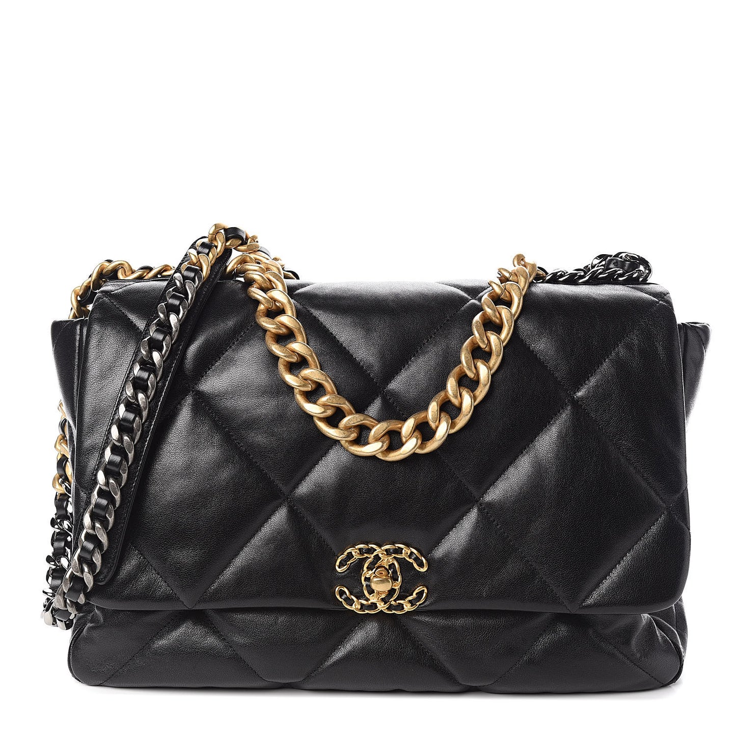 Goatskin Quilted Maxi 19 Flap Black
